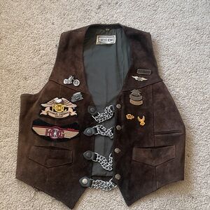 Harley-Davidson Dark Brown Vest with Patches vintage